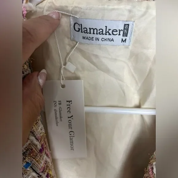 NWT Women's Glamaker Multicolor Tweed Jacket, size Med. - Picture 6 of 10